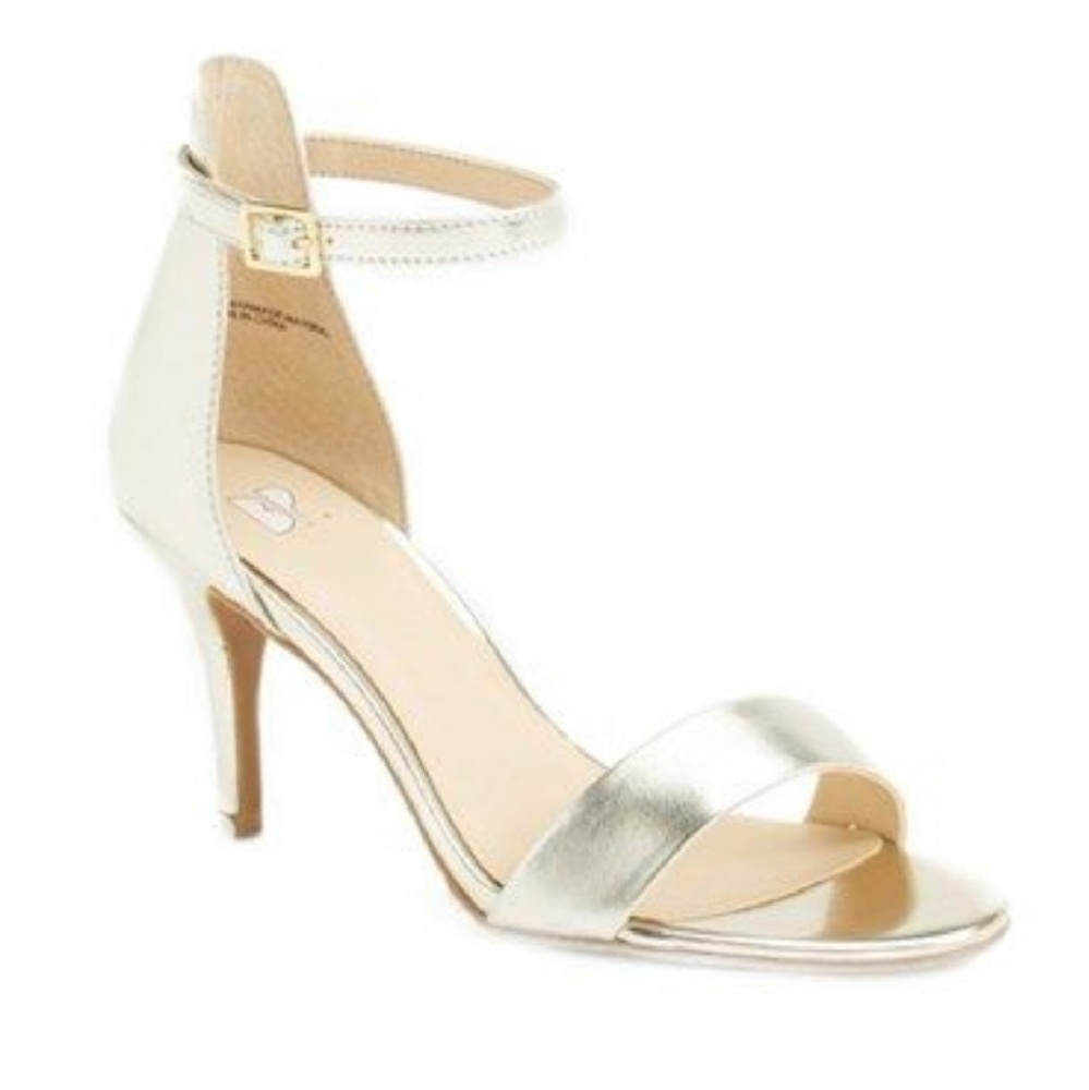 BP Ankle Strap Gold Sandals Heels